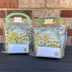 Vera Bradley 2 Happy Hour Sets Lemon Parfait New Napkins Coasters Place-cards